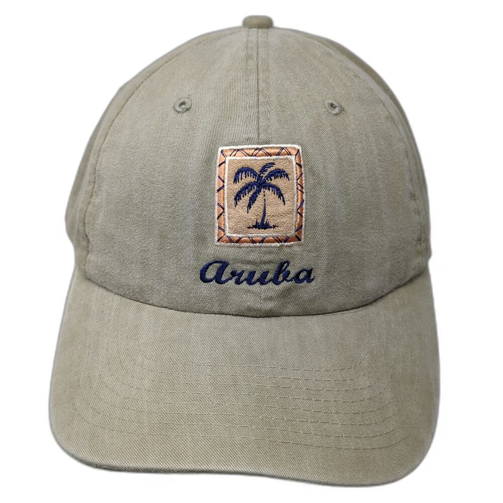 Cameo Aruba Palm Tree Beige Baseball Cap One Size Brushed Cotton Hat Slideback